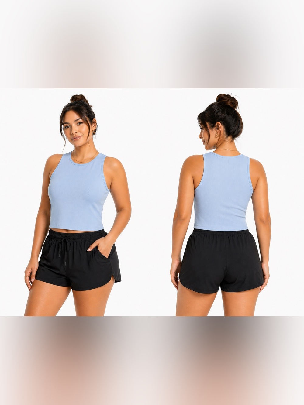 Tek Gear Light‎ Blue Ribbed Crop Tank Top Size 14 Plus